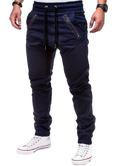 Zippers Embellished Drawstring Jogger Pants