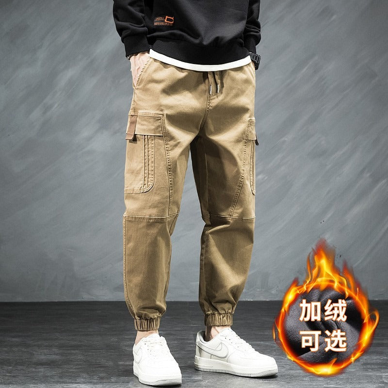 American heavy weight retro work pants, men's autumn loose straight tube trendy casual pants, men's spring and autumn wide leg leggings