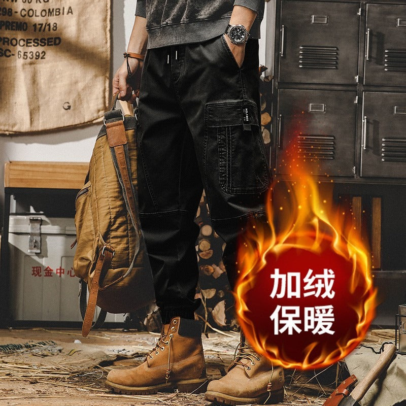 American heavy weight retro work pants, men's autumn loose straight tube trendy casual pants, men's spring and autumn wide leg leggings