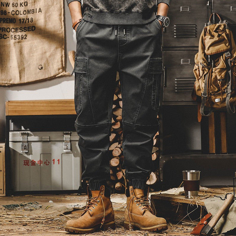 American heavy weight retro work pants, men's autumn loose straight tube trendy casual pants, men's spring and autumn wide leg leggings