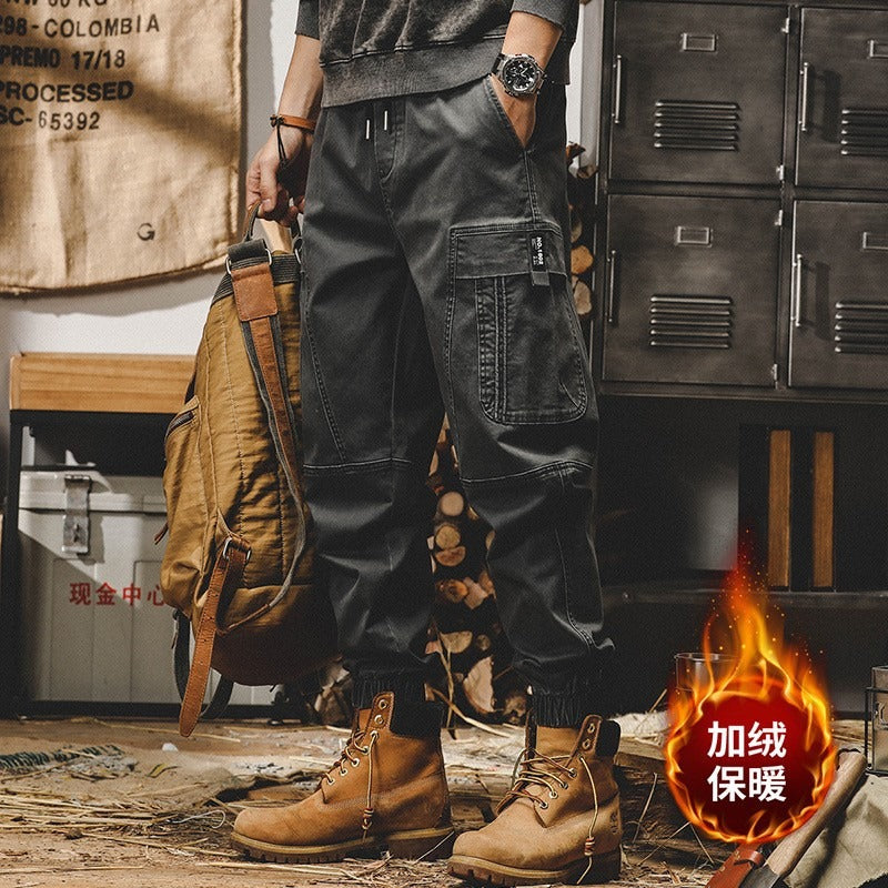 American heavy weight retro work pants, men's autumn loose straight tube trendy casual pants, men's spring and autumn wide leg leggings