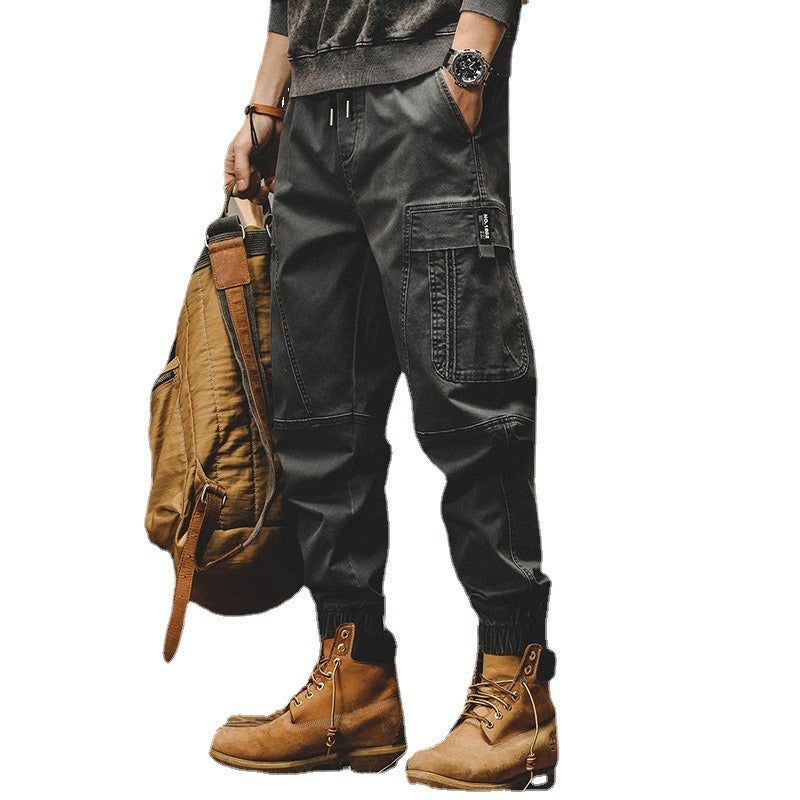 American heavy weight retro work pants, men's autumn loose straight tube trendy casual pants, men's spring and autumn wide leg leggings